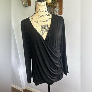 NYDJ blouse gold shimmer spotted stretched overlapping night out romantic